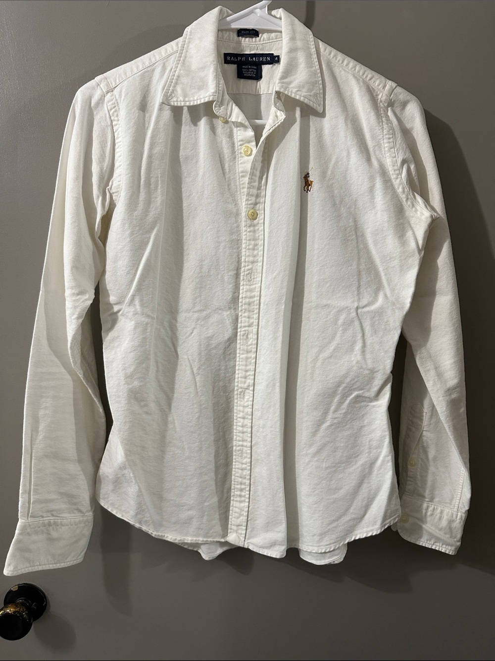 Ralph Lauren White Button-Down Oxford Shirt with Pony Logo